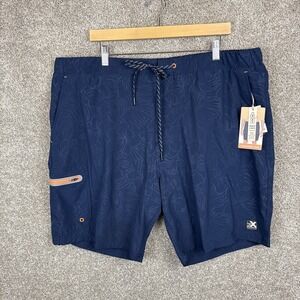 ZeroXposur Performance Swim Trunks Men's Men's XXL Blue Floral Print UFP 50+‎